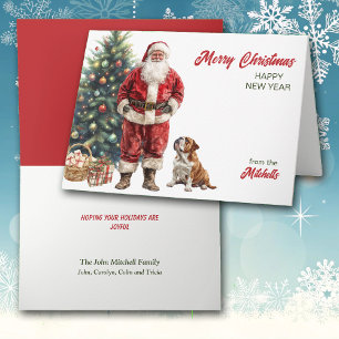 Cartes Pour Fêtes Annuelles Père Noël et Noël Bulldog