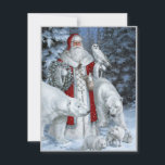 Cartes Pour Fêtes Annuelles Père Noël et ours polaires Noël<br><div class="desc">Santa Clause de style vintage avec un hibou blanc et des ours polaires. Envoyer des cartes magnifiques uniques pour les vacances cette année. C'est une carte plate que vous pouvez personnaliser au dos avec votre propre message de Noël. Pour ce faire,  cliquez sur modifier,  puis customisez plus loin.</div>