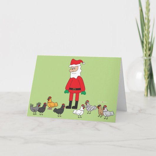 Cartes Pour Fêtes Annuelles Père Noël et poulets (Devant)