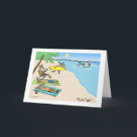 Cartes Pour Fêtes Annuelles Père Noël et Reindeer Beach vacances Noël<br><div class="desc">Carte de Noël humoristique. Dessin de Père Noël et de ses rennes pour des vacances ensoleillées sur la plage tropicale. La Clause du Père Noël sans chandelles dans les troncs de natation rouge survole les vagues. Un renne court avec une planche de surf. D'autres rennes bronzent ou lisent sur le...</div>