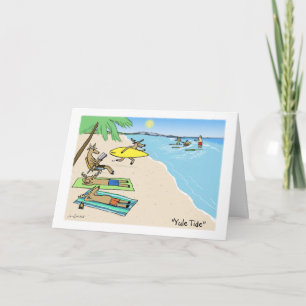 Cartes Pour Fêtes Annuelles Père Noël et Reindeer Beach vacances Noël
