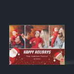 Cartes Pour Fêtes Annuelles Père Noël et Reindeer Joyeux Noël 3 Photo<br><div class="desc">Père Noël et Reindeer Joyeux Noël 3 Photo Holiday Card</div>