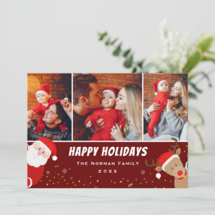 Cartes Pour Fêtes Annuelles Père Noël et Reindeer Joyeux Noël 3 Photo