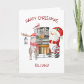 Cartes Pour Fêtes Annuelles Père Noël et rennes avec Sleigh Personnalisé Kids (Devant)