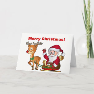 Cartes Pour Fêtes Annuelles Père Noël et Rudolph disant le Joyeux Noël