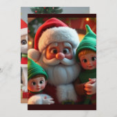 Cartes Pour Fêtes Annuelles Père Noël et ses elfes (Devant / Derrière)