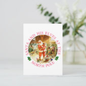 Cartes Pour Fêtes Annuelles Père Noël et ses elfes au pôle Nord (Debout devant)