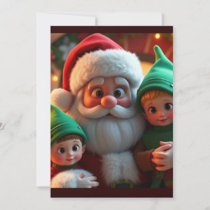 Cartes Pour Fêtes Annuelles Père Noël et ses lutins