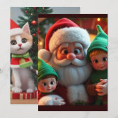 Cartes Pour Fêtes Annuelles Père Noël et ses lutins (Devant / Derrière)