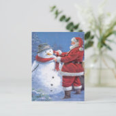Cartes Pour Fêtes Annuelles Père Noël et Snowman (Debout devant)