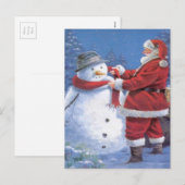 Cartes Pour Fêtes Annuelles Père Noël et Snowman (Devant / Derrière)