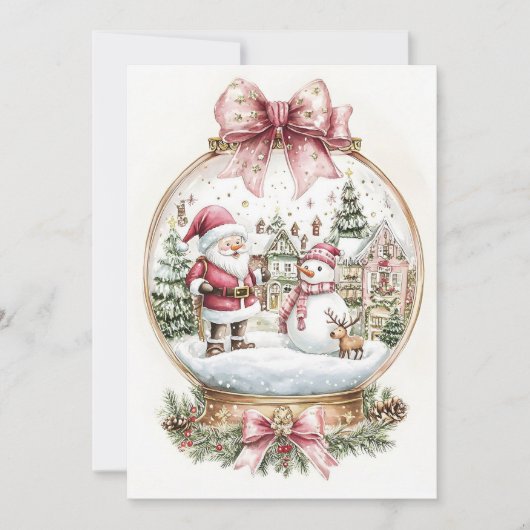 Cartes Pour Fêtes Annuelles Père Noël Et Snowman (Devant)