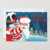 Cartes Pour Fêtes Annuelles Père Noël et Snowman (Devant)