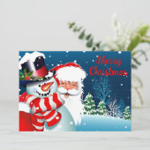Cartes Pour Fêtes Annuelles Père Noël et Snowman (Debout devant)