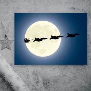 Cartes Pour Fêtes Annuelles Père Noël et Super Hornets F/A-18 Jets Noël