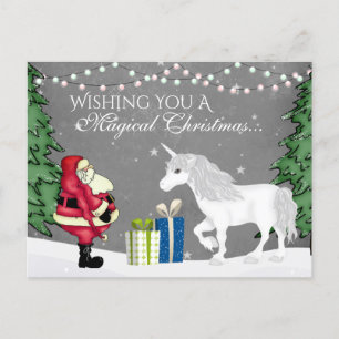 Cartes Pour Fêtes Annuelles Père Noël et Unicorn Noël magique Bonne année