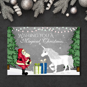 Cartes Pour Fêtes Annuelles Père Noël et Unicorn Noël magique Bonne année