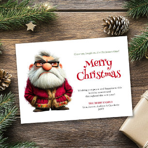 Cartes Pour Fêtes Annuelles Père Noël excentrique vintage fou dessin animé hum