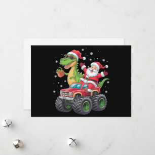 Cartes Pour Fêtes Annuelles Père Noël Famille assortie camion dinosaure de Noë