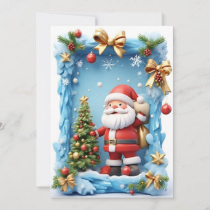 Cartes Pour Fêtes Annuelles Père Noël festif avec sapin de Noël