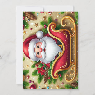 Cartes Pour Fêtes Annuelles Père Noël festif en traîneau 