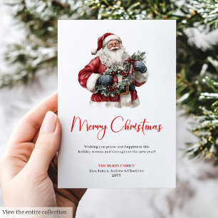 Cartes Pour Fêtes Annuelles Père Noël festif Noël traditionnel Joyeux Noël