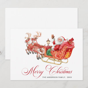 Cartes Pour Fêtes Annuelles Père Noël festif traîneau Noël salutation