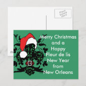 Cartes Pour Fêtes Annuelles Père Noël Fleur de lis (Devant / Derrière)