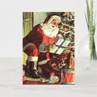 Cartes Pour Fêtes Annuelles Père Noël fournissant des présents