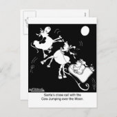Cartes Pour Fêtes Annuelles Père Noël frappe presque la vache qui a sauté (Devant / Derrière)