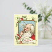 Cartes Pour Fêtes Annuelles Père Noël Fumer un tuyau (Debout devant)