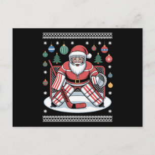 Cartes Pour Fêtes Annuelles Père Noël Gardien de but de hockey Noël Sweat Ugly