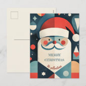 Cartes Pour Fêtes Annuelles Père Noël géométrique (Devant / Derrière)