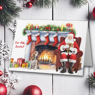 Cartes Pour Fêtes Annuelles Père Noël Gift Parti Cocker Spaniel Chien Holiday