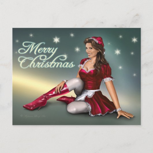 Cartes Pour Fêtes Annuelles Père Noël Girl (Devant)
