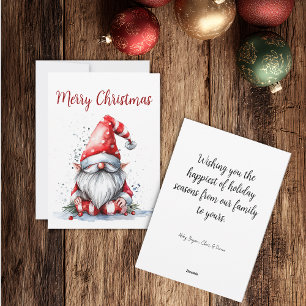 Cartes Pour Fêtes Annuelles Père Noël gnome aquarelle personnalisable