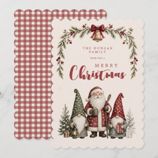 Cartes Pour Fêtes Annuelles Père Noël Gnome Rustique Fête Découpe Plaid TMF26