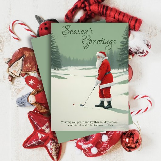 Cartes Pour Fêtes Annuelles Père Noël Golfing