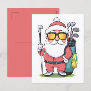 Cartes Pour Fêtes Annuelles Père Noël Golfing Christmas Fun
