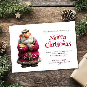 Cartes Pour Fêtes Annuelles Père Noël grincheux personnalisable Noël drôle tél