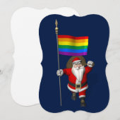 Cartes Pour Fêtes Annuelles Père Noël heureux avec drapeau arc-en-ciel (Devant / Derrière)