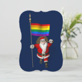 Cartes Pour Fêtes Annuelles Père Noël heureux avec drapeau arc-en-ciel (Debout devant)
