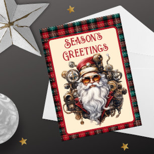 Cartes Pour Fêtes Annuelles Père Noël Hipster Steampunk