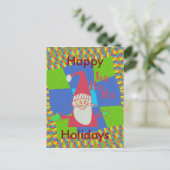Cartes Pour Fêtes Annuelles Père Noël Hohoho ! Joyeux Vacances vert À damiers  (Debout devant)