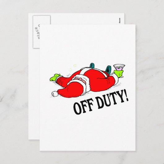 Cartes Pour Fêtes Annuelles Père Noël hors service (Drunk) (Devant / Derrière)