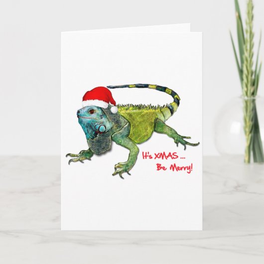 Cartes Pour Fêtes Annuelles Père Noël Iguana (Devant)