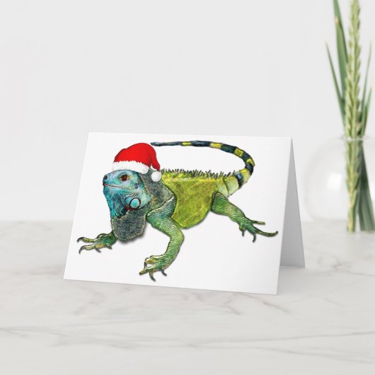Cartes Pour Fêtes Annuelles Père Noël Iguana (Devant)