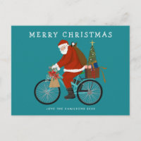 Père Noël illustrée à vélo Couleur personnalisée
