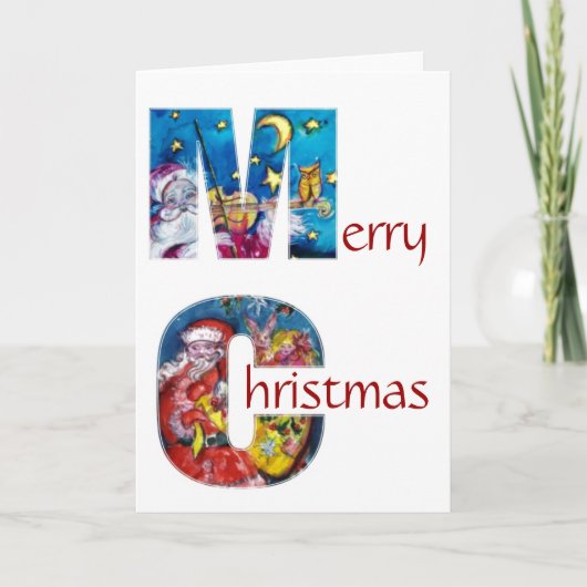 CARTES POUR FÊTES ANNUELLES PÈRE NOËL INSPIRÉ AVEC NOËL CADEAUX MONOGRAMME (Devant)