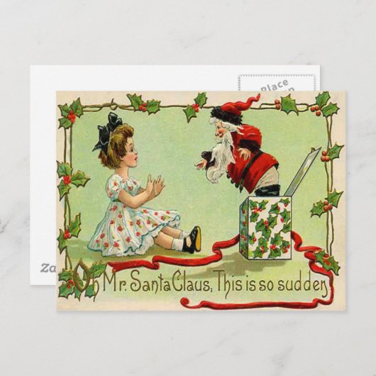 Cartes Pour Fêtes Annuelles Père Noël Jack-In-A-Box (Devant / Derrière)